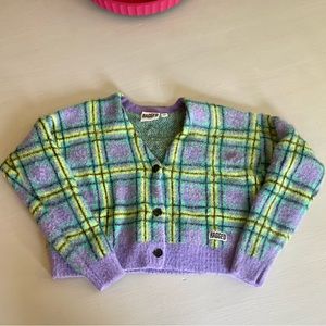 Vintage Oversized Fluffy Cardigan Sweater - S